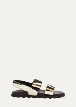 Tod'sZebra-Printed Calf Hair Slingback Sandals