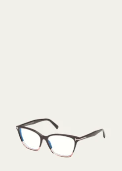 TOM FORDBlue Blocking Two-Tone Acetate Cat-Eye Glasses