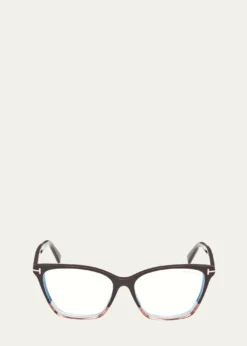TOM FORDBlue Blocking Two-Tone Acetate Cat-Eye Glasses