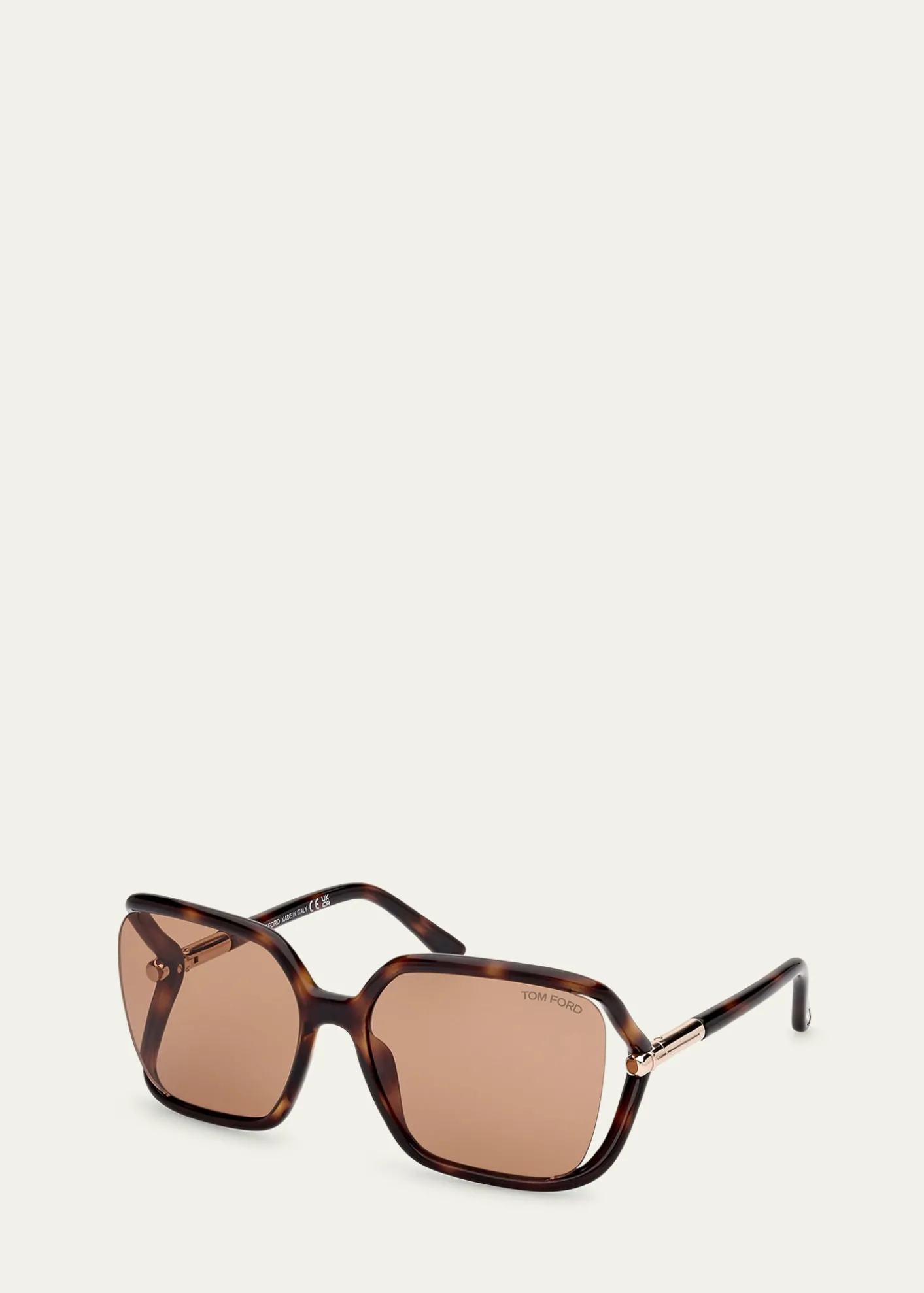 TOM FORDCut-Out Injected Plastic Rectangle Sunglasses
