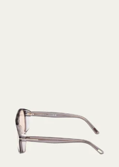 TOM FORDGrey Transparent Acetate Aviator Sunglasses
