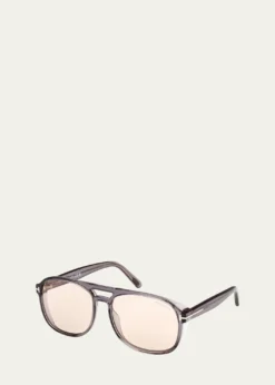 TOM FORDGrey Transparent Acetate Aviator Sunglasses