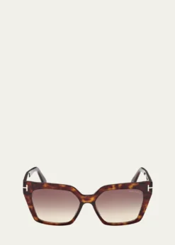 TOM FORDHavana Acetate Cat-Eye Sunglasses