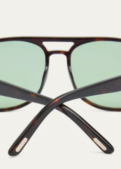 TOM FORDHavana Logo Acetate Aviator Sunglasses