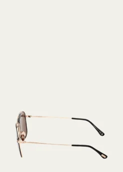 TOM FORDJaden T Logo Metal Aviator Sunglasses