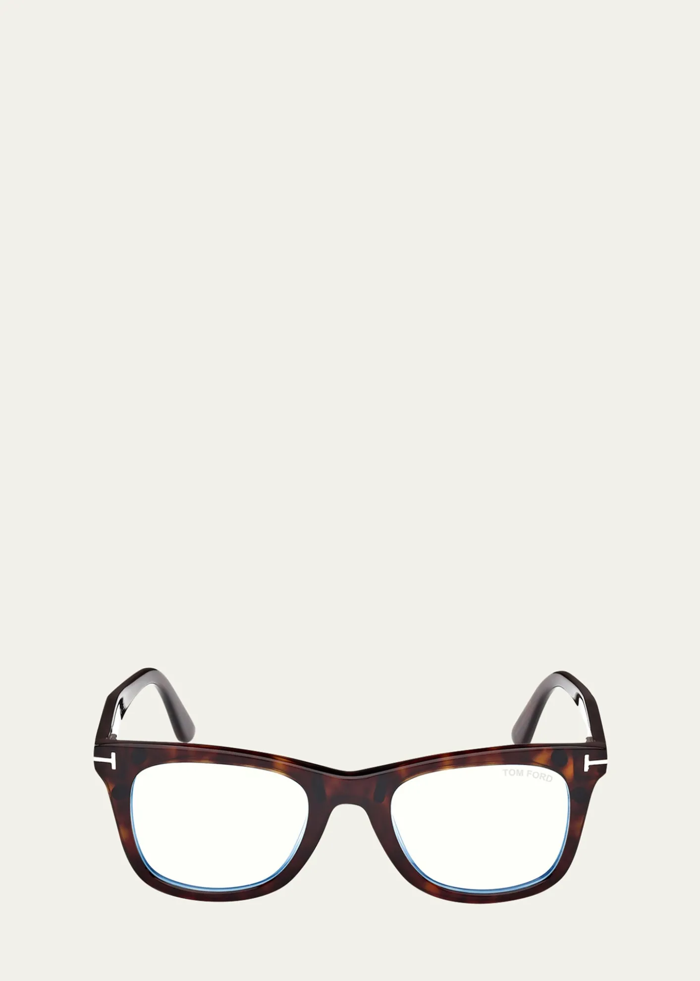 TOM FORDMen's Blue Light-Blocking Square Glasses with Clip-On Lenses