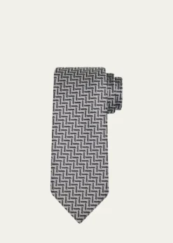 TOM FORDMen's Diagonal Chevron Silk Tie