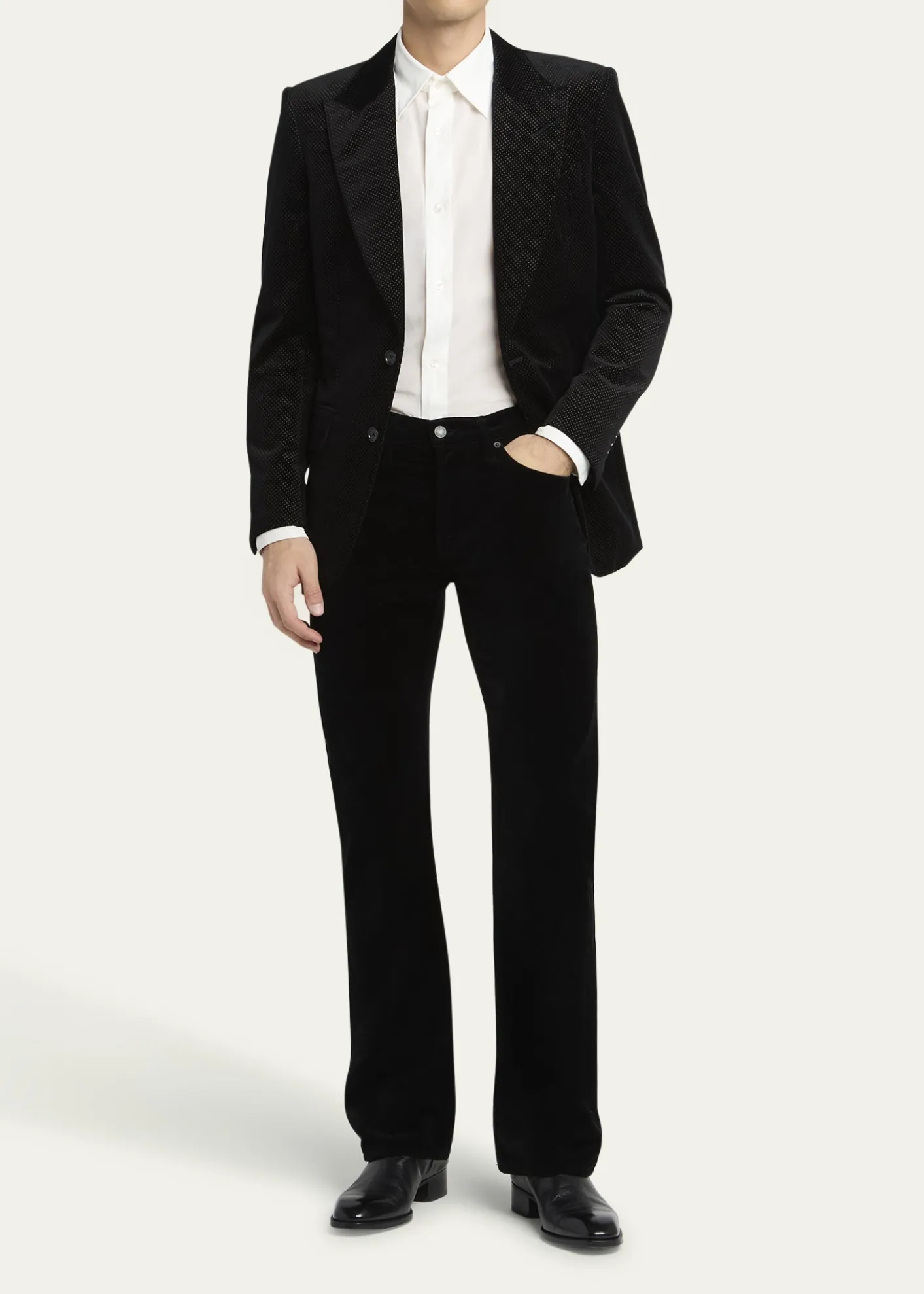 TOM FORDMen's Dyllan Velvet Polka Dot Dinner Jacket