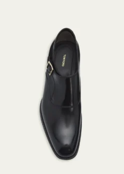 TOM FORDMen's Edgar Burnished Leather Monk-Strap Loafers