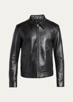 TOM FORDMen's Full-Zip Grained Leather Jacket