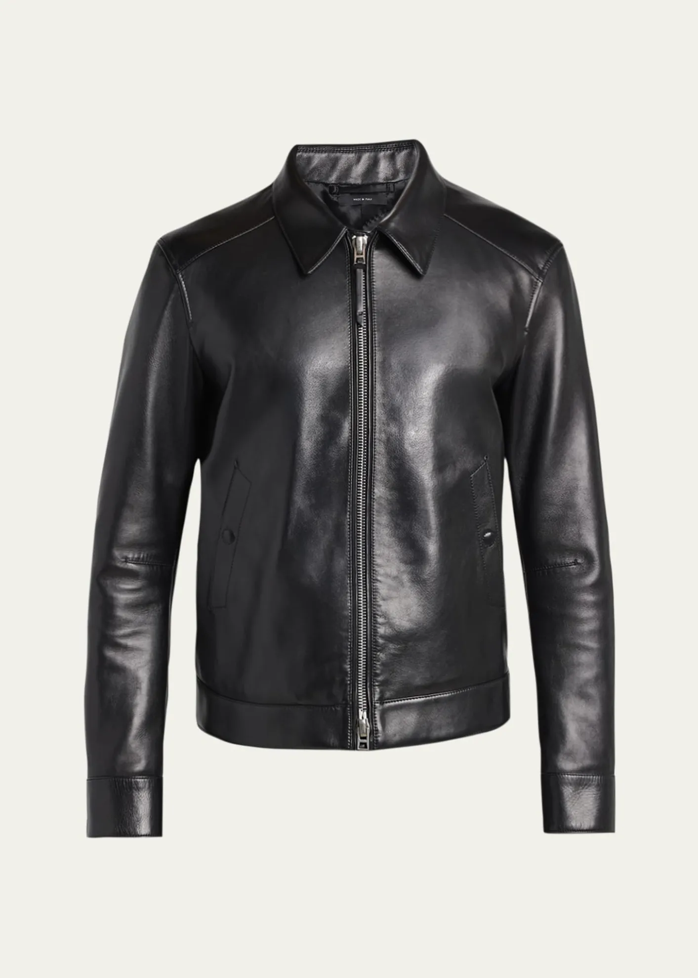 TOM FORDMen's Full-Zip Grained Leather Jacket