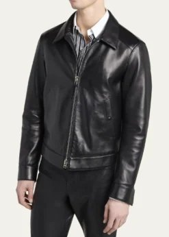 TOM FORDMen's Full-Zip Grained Leather Jacket