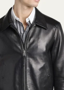 TOM FORDMen's Full-Zip Grained Leather Jacket