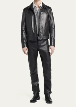 TOM FORDMen's Full-Zip Grained Leather Jacket