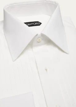 TOM FORDMen's Plisse Formal Dress Shirt