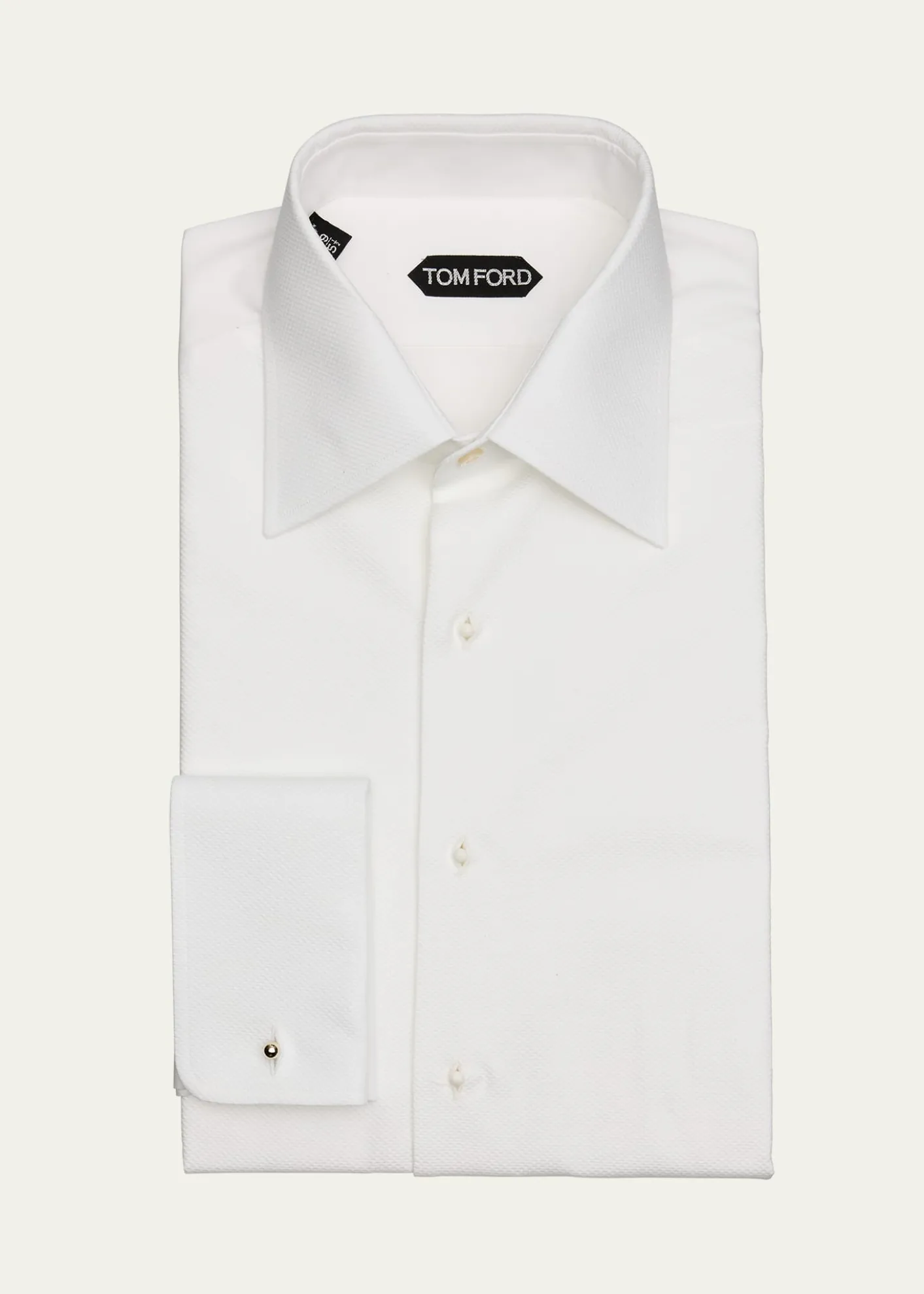 TOM FORDMen's Poplin Piquet French Cuff Dress Shirt