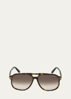 TOM FORDMen's Raoul Gradient Tortoiseshell Aviator Sunglasses