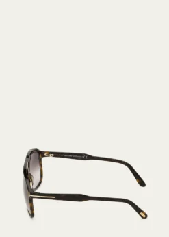 TOM FORDMen's Raoul Gradient Tortoiseshell Aviator Sunglasses