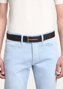 TOM FORDMen's Reversible Leather T-Buckle Belt