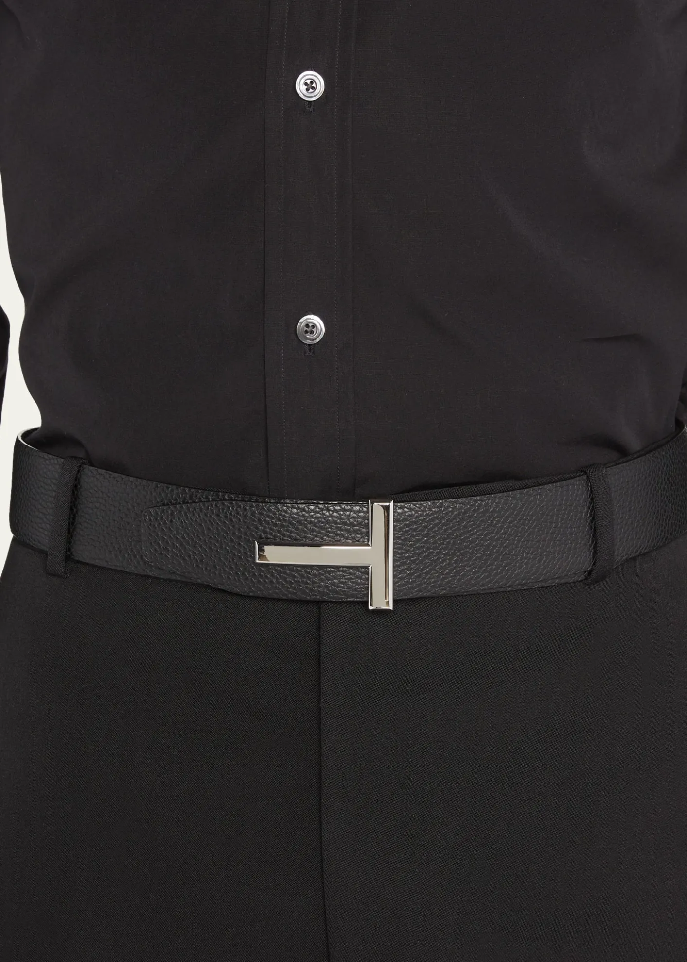 TOM FORDMen's Signature T Reversible Leather Belt