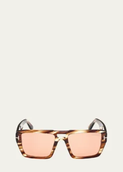 TOM FORDRedford Patterned Acetate Aviator Sunglasses