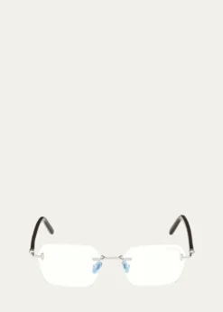 TOM FORDRimless Mixed-Media Rectangle Sunglasses