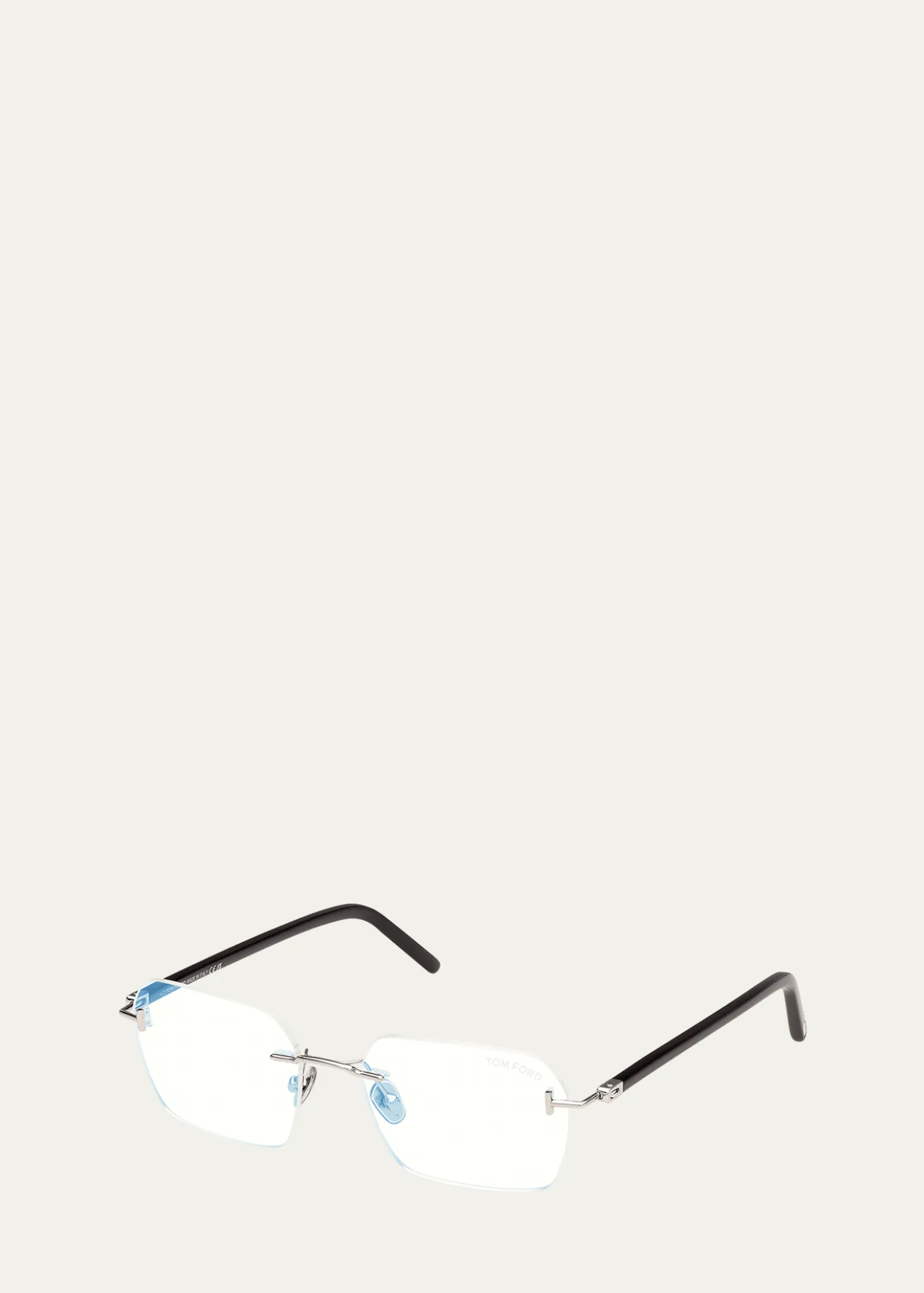 TOM FORDRimless Mixed-Media Rectangle Sunglasses