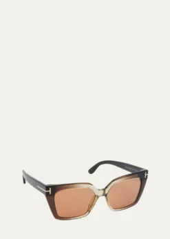 TOM FORDWinona Acetate T-Logo Cat-Eye Sunglasses