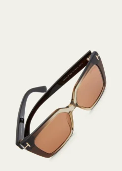TOM FORDWinona Acetate T-Logo Cat-Eye Sunglasses