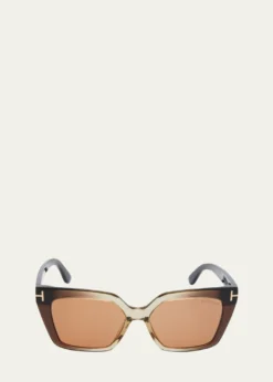 TOM FORDWinona Acetate T-Logo Cat-Eye Sunglasses
