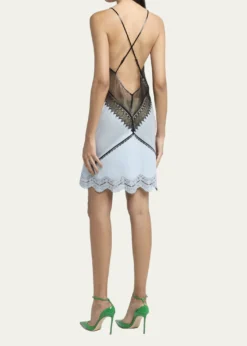 TOM FORDBackless Lace & Leather Mesh Mini Dress