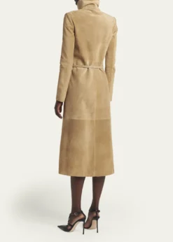 TOM FORDBelted Suede Long Trench Coat