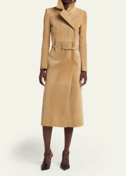 TOM FORDBelted Suede Long Trench Coat