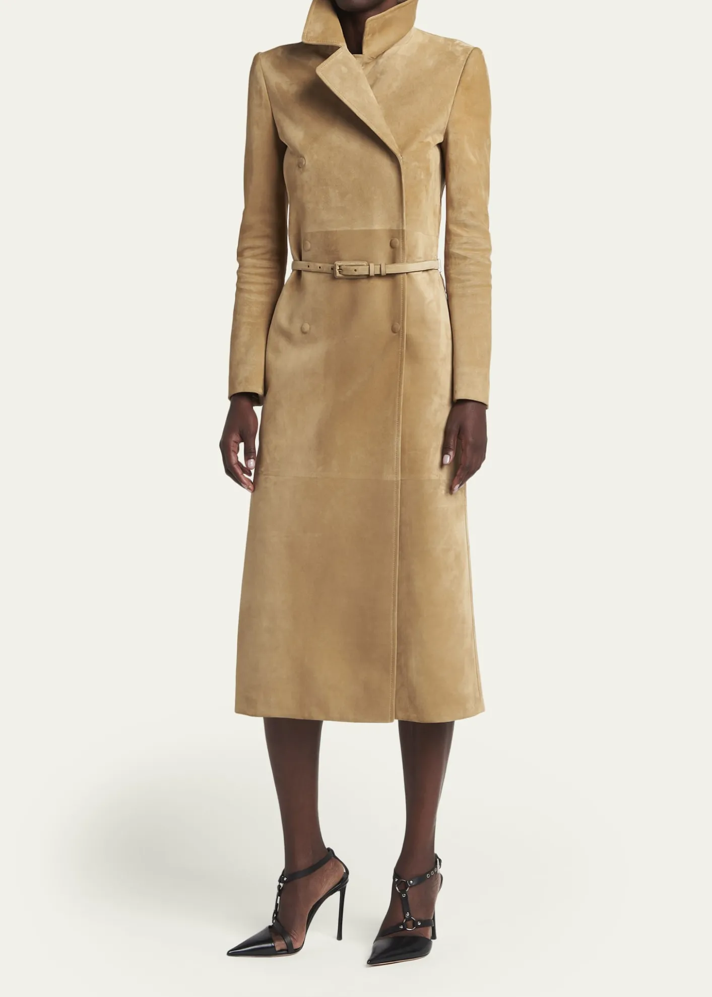 TOM FORDBelted Suede Long Trench Coat