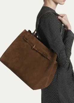 TOM FORDBelted T-Buckle Suede Tote Bag