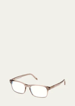 TOM FORDBlue Blocking Keyhole Acetate Rectangle Glasses