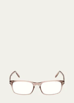 TOM FORDBlue Blocking Keyhole Acetate Rectangle Glasses