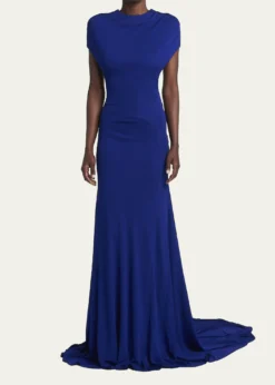 TOM FORDCap-Sleeve Backless Trumpet Gown