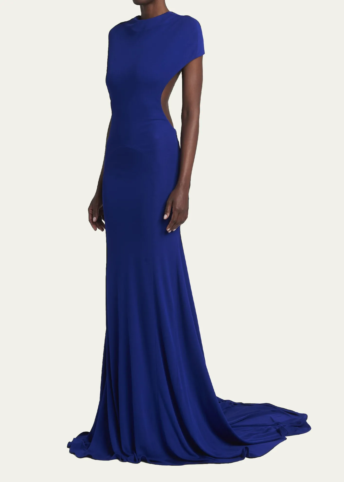 TOM FORDCap-Sleeve Backless Trumpet Gown