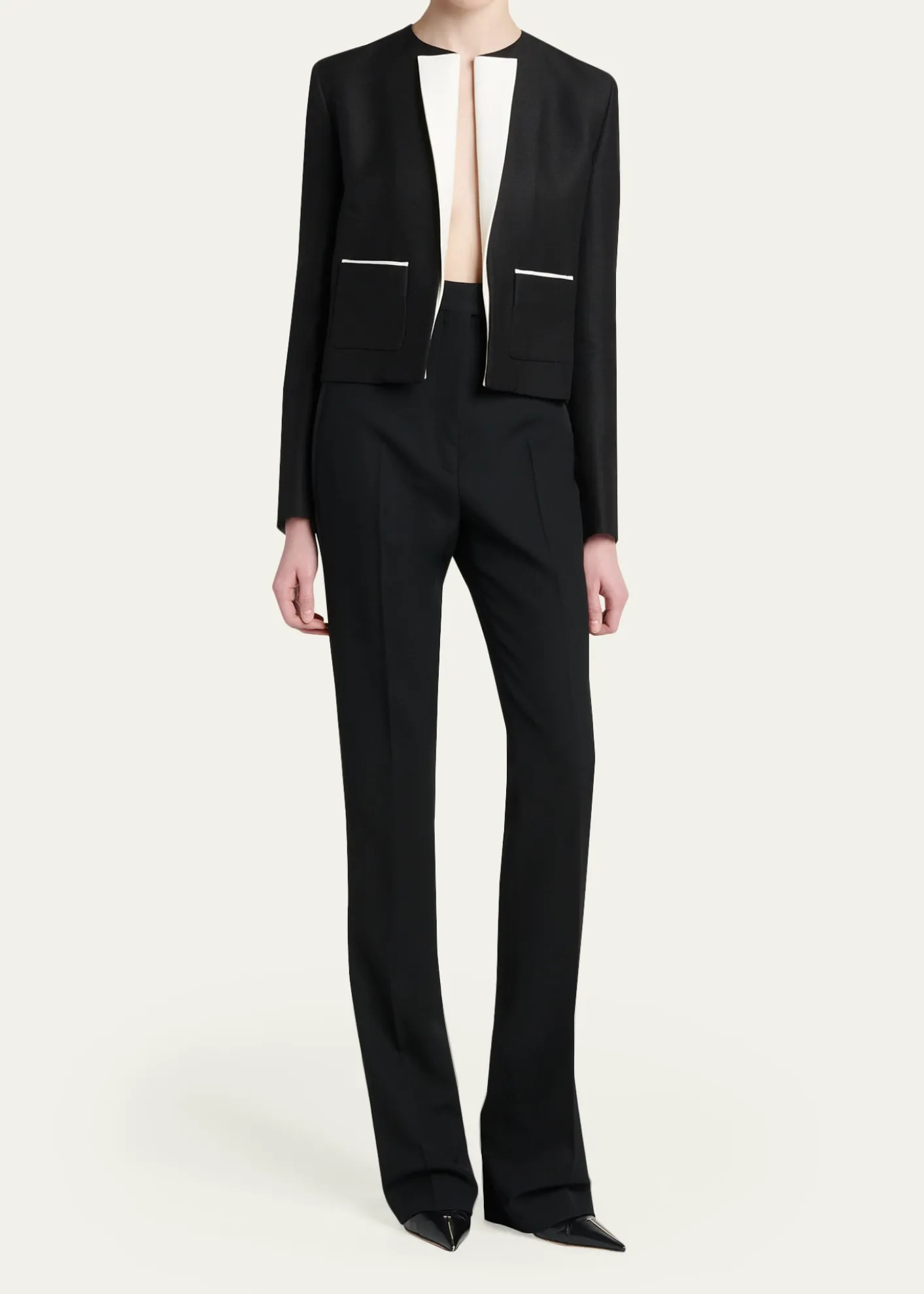 TOM FORDContrast Silk-Lapel Open Jacket
