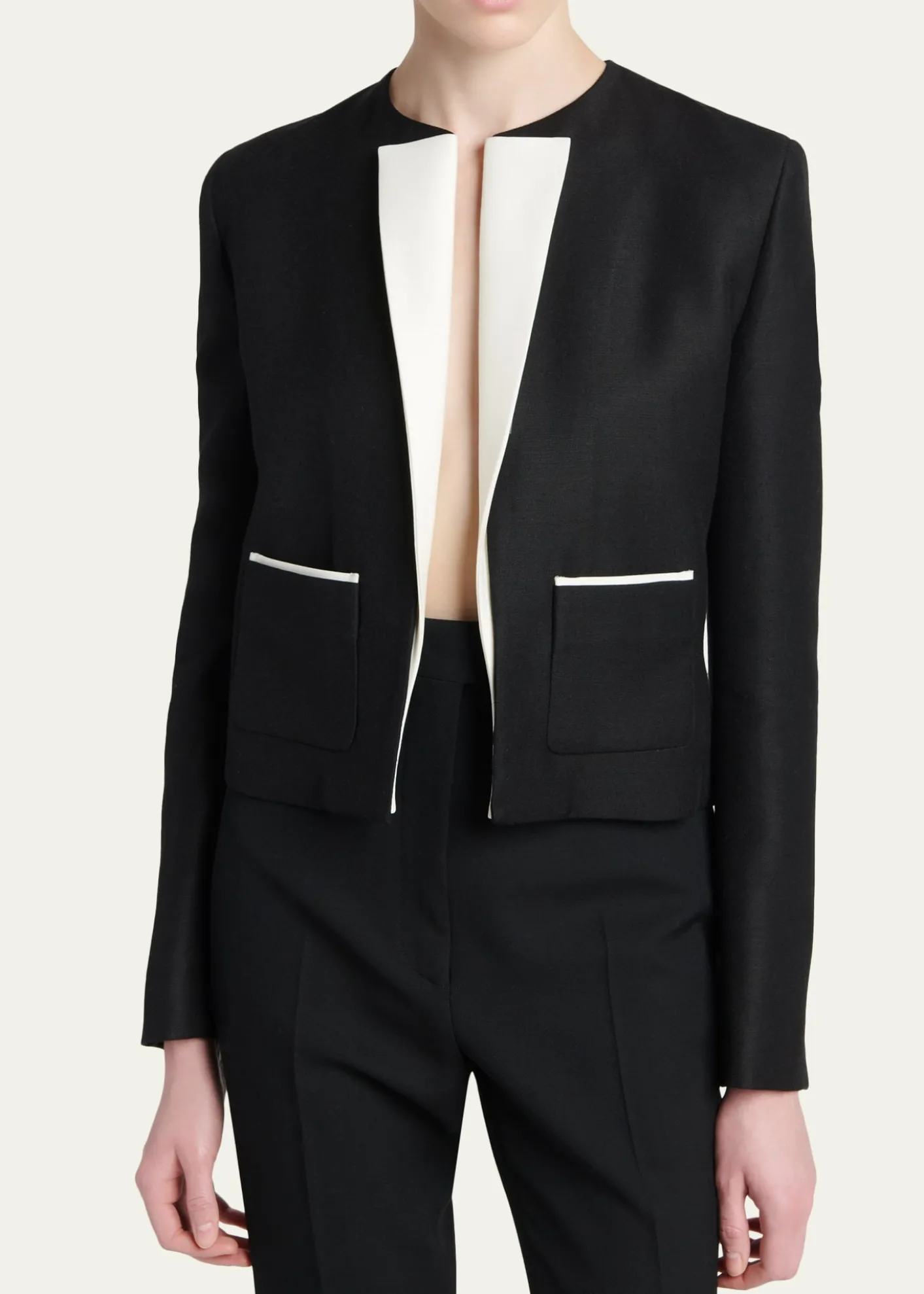 TOM FORDContrast Silk-Lapel Open Jacket