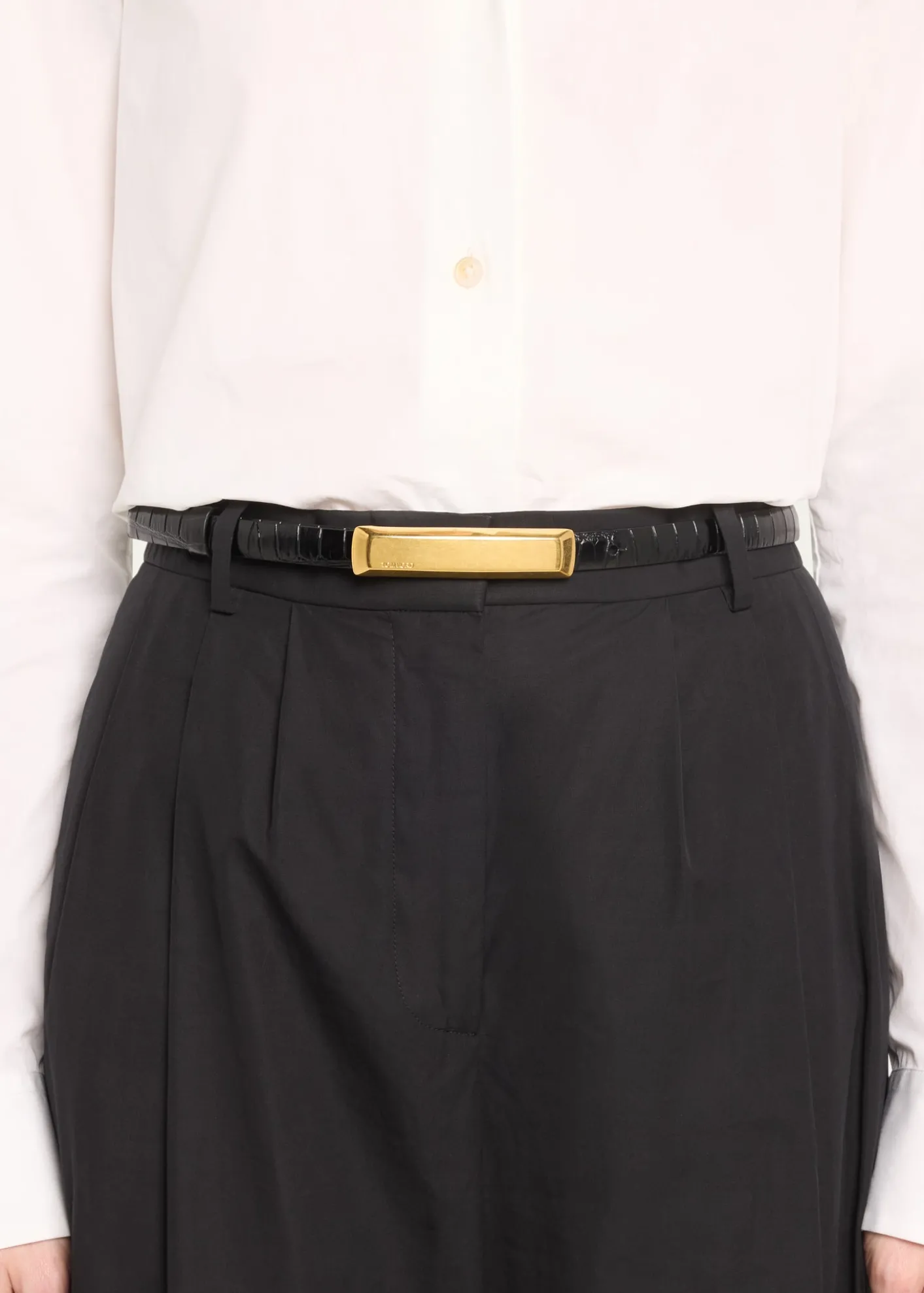 TOM FORDCroc-Embossed Leather Skinny Belt