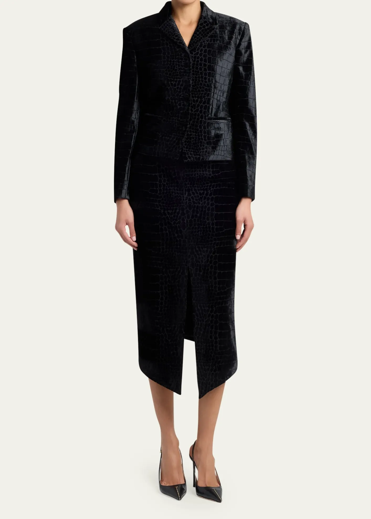 TOM FORDCroc-Embossed Velvet Single-Breasted Jacket