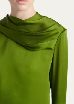 TOM FORDDraped Silk Long-Sleeve Tunic Blouse