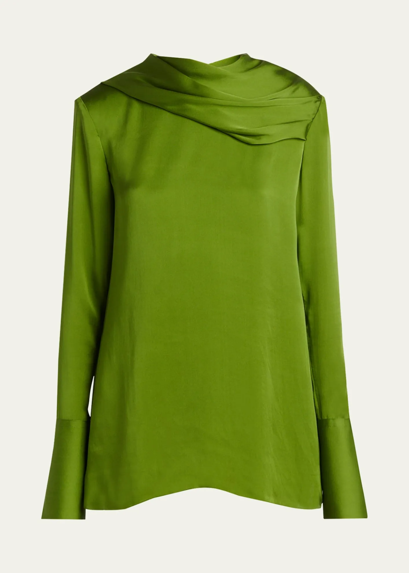 TOM FORDDraped Silk Long-Sleeve Tunic Blouse