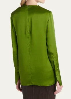TOM FORDDraped Silk Long-Sleeve Tunic Blouse