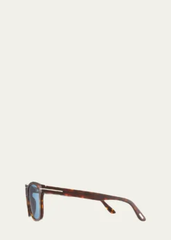 TOM FORDEric Rectangular Havana Sunglasses