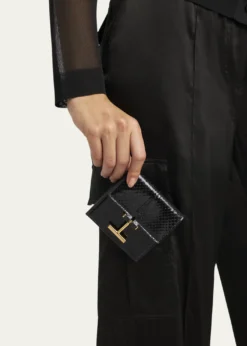 TOM FORDFlap Card Holder in Snake-Embossed Leather