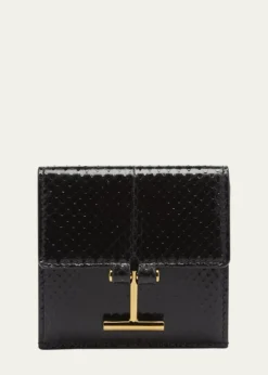TOM FORDFlap Card Holder in Snake-Embossed Leather