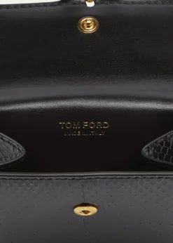 TOM FORDFlap Card Holder in Snake-Embossed Leather